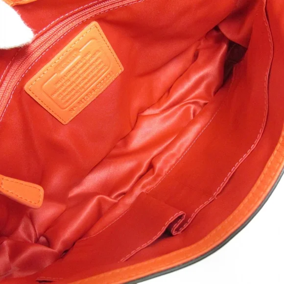 COACH Campbell Eva Orange Leather Large Flap Shoulder Bag Purse Dust Bag - Picture 11 of 15